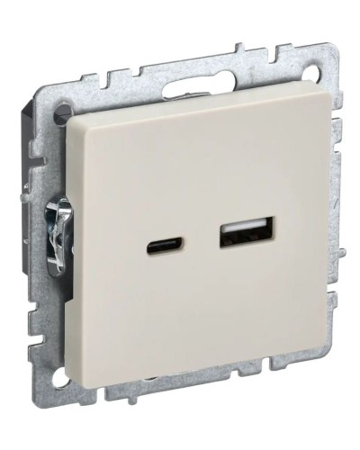 Розетка USB A+C 18Вт РЮ11-1-БрКр бежевый BRITE (BR-U22-018-K10). Розетка USB. IEK в Реутове