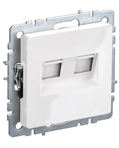 Розетка RJ11+RJ45 РК/Т12-БрБ белая BRITE (BR-KT20-O-1-K01). Розетка двойная. IEK в Реутове