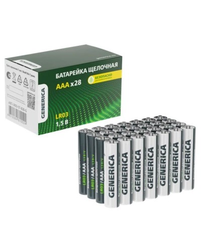 Батарейка Alkaline LR03/AAA GENERICA (28 шт) (ABT-LR03-ST-B28-G). Батарейка щелочная. IEK в Реутове