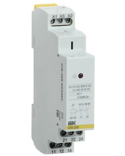 Реле промежуточное модульное OIR 2 контакта 8А 230В AC (OIR-208-AC230V). Реле промежуточное модульное. IEK в Реутове