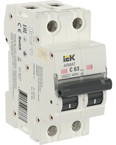 M06N 2P C 63А 6кА ARMAT (AR-M06N-2-C063). Автоматический выключатель. IEK в Реутове