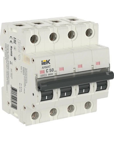 M06N 4P C 50А 6кА ARMAT (AR-M06N-4-C050). Автоматический выключатель. IEK в Реутове