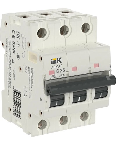 M06N 3P C 25А 6кА ARMAT (AR-M06N-3-C025). Автоматический выключатель. IEK в Реутове