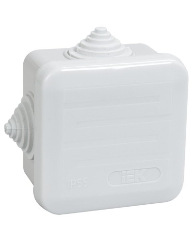 Коробка распаячная КМ41236 70х70х40 открытой проводки IP44 4 гермоввода серая (UKOZ11-070-070-040-K41-44). Коробка распаячная безгалогенная (HF) с защелкивающейся крышкой. IEK в Реутове