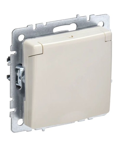 Розетка с з/к РСбш10-3-44-БрКр бежевый BRITE (BR-R16-16-44-K10). Розетка с заземлением с защитными шторками и крышкой. IEK в Реутове