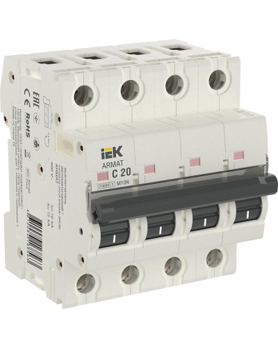 M10N 4P C 20А 10кА ARMAT (AR-M10N-4-C020). Автоматический выключатель. IEK в Реутове