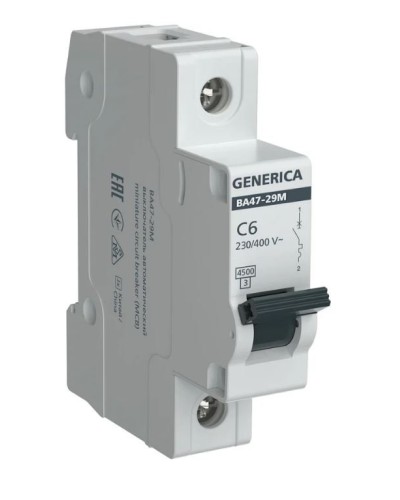 GENERICA ВА47-29М 1P C 6А 4,5кА (MVA21-1-006-C-G). Автоматический выключатель. IEK в Реутове