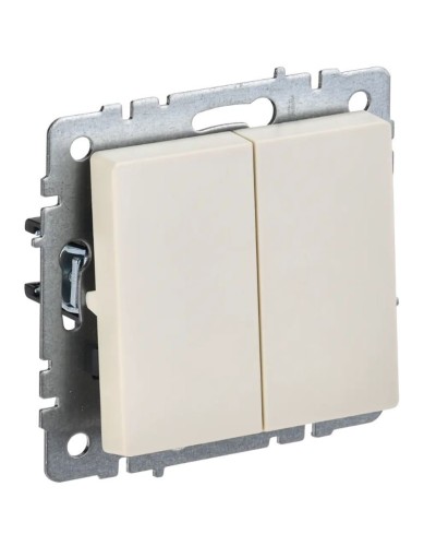 Выключатель 2-клавишный проходной ВС10-2-6-БрКр бежевый BRITE (BR-V22-0-10-K10). Выключатель. IEK в Реутове