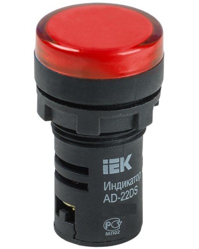 Лампа AD22DS (LED) матрица D22мм красный 12В AC/DC (BLS10-ADDS-012-K04). Светосигнальный индикатор. IEK в Реутове