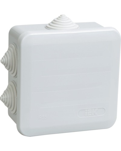 Коробка распаячная КМ41255 100х100х50 открытой проводки IP44 6 гермовводов серая (UKOZ11-100-100-050-K41-44). Коробка распаячная безгалогенная (HF) с защелкивающейся крышкой. IEK в Реутове