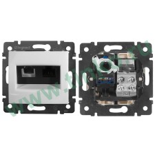 Розетка Valena 2xRJ11+RJ45 Cat.6, белый (770080). Розетка. LegranD
