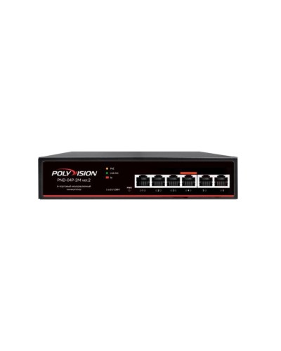 PND-04P-2M v.2. Коммутатор 6-портовый с функцией PoE. Polyvision в Реутове