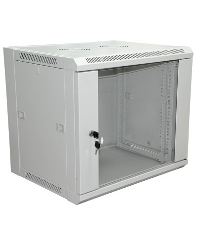Шкаф телекоммуникационный 19 настенный 9U 600×450×500 мм (ШxГxВ) - передняя дверь стекло, боковые стенки съемные (разобранный) RAL 7035 (04-2201). Шкаф телекоммуникационный 19 настенный 9U. Rexant в Реутове