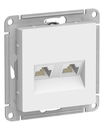 AtlasDesign розетка RJ45+RJ45, 2-местная, скрытой установки, механизм, белый (ATN000185). Розетка компьютерная. Systeme Electric в Реутове