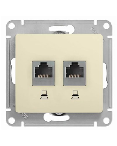Glossa розетка RJ11+RJ45, 2-местная, кат. 5Е, скрытой установки, механизм, бежевый (GSL000285). Розетка компьютерная + телефонная. Systeme Electric в Реутове