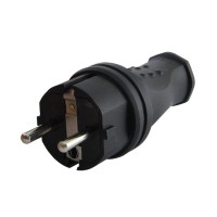 Вилка прямая 2Р+РЕ 16А 250В IP44 (SQ0612-0031). Вилка прямая каучук. TDM ЕLECTRIC