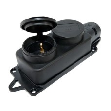 Розетка двухместная 2Р+РЕ 16А 250В IP44 (SQ0612-0037). Розетка двухместная с заглушками каучук. TDM ЕLECTRIC