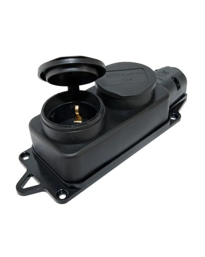 Розетка двухместная 2Р+РЕ 16А 250В IP44 (SQ0612-0037). Розетка двухместная с заглушками каучук. TDM ЕLECTRIC в Реутове