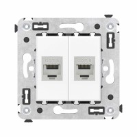 Розетка RJ-45 в стену, кат.6E, Avanti, двойная, белое облако (4400794). Розетка компьютерная модульная. ДКС