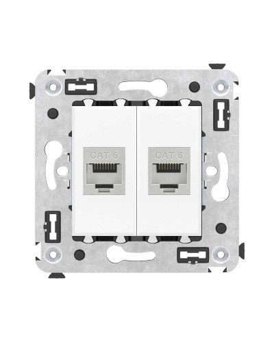 Розетка RJ-45 в стену, кат.6E, Avanti, двойная, белое облако (4400794). Розетка компьютерная модульная. ДКС в Реутове