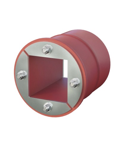Проходка круглая, нержавеющая, D200х70 мм с проемом 120х120 мм (DXF3126): Проходка круглая, нержавеющая, с проёмом в Реутове