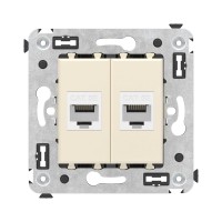 Розетка RJ-45 в стену, кат.5E, Avanti, двойная, ванильная дымка (4405664). Розетка компьютерная. ДКС