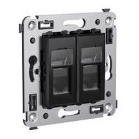 Розетка RJ-45 в стену Avanti двойная черный квадрат (4402294). Розетка компьютерная. ДКС