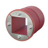 Проходка круглая, нержавеющая, D125х70 мм с проемом 80х80 мм (DXF3124): Проходка круглая, нержавеющая, с проёмом