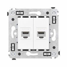 Розетка RJ-45 в стену, кат.6E, Avanti, двойная, белое облако (4400694). Розетка компьютерная. ДКС