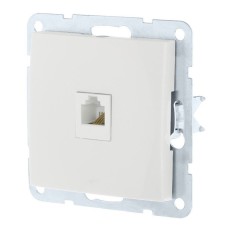 Розетка телефонная RJ-12 с накладкой, белый LK60 (865504-1). Розетка телефонная. Экопласт