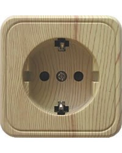 Розетка одинарная открытой установки с з/к, сосна, LK Standard (813225). Розетка с заземляющими контактами и защитными шторками. Экопласт в Реутове