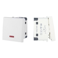 Выключатель с индикатором 45х45мм 16 A, 250 B, белый LK45 (850904). Выключатель. Экопласт