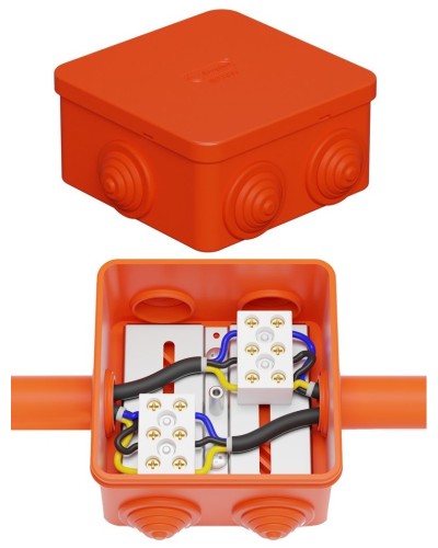 Коробка JBS080 85х85х50, 6 вых., 4P (0,15-10,0 мм²) (43311HF). Коробка монтажная, огнестойкая, без галогена. Экопласт в Реутове