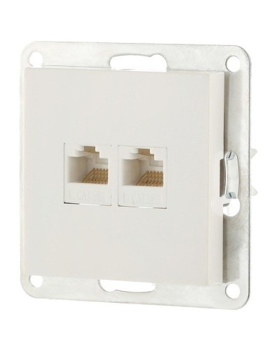 Розетка 2xRJ-45 кат.5е с накладкой, белый LK80 (846204-1). Розетка компьютерная двойная. Экопласт в Реутове