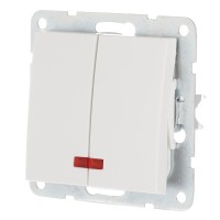 Выключатель 2-клавиши с индикаторами 16 A, 250 B, белый LK60 (861204-1). Выключатель. Экопласт